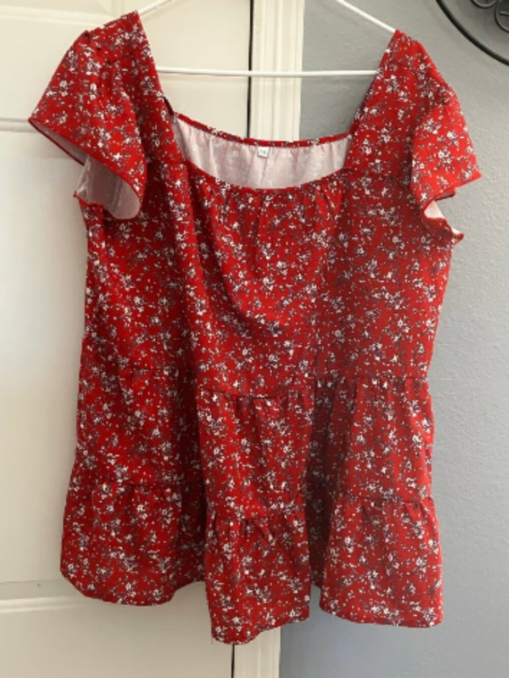 Women’s size 2X Red & White Off the Shoulder Top
